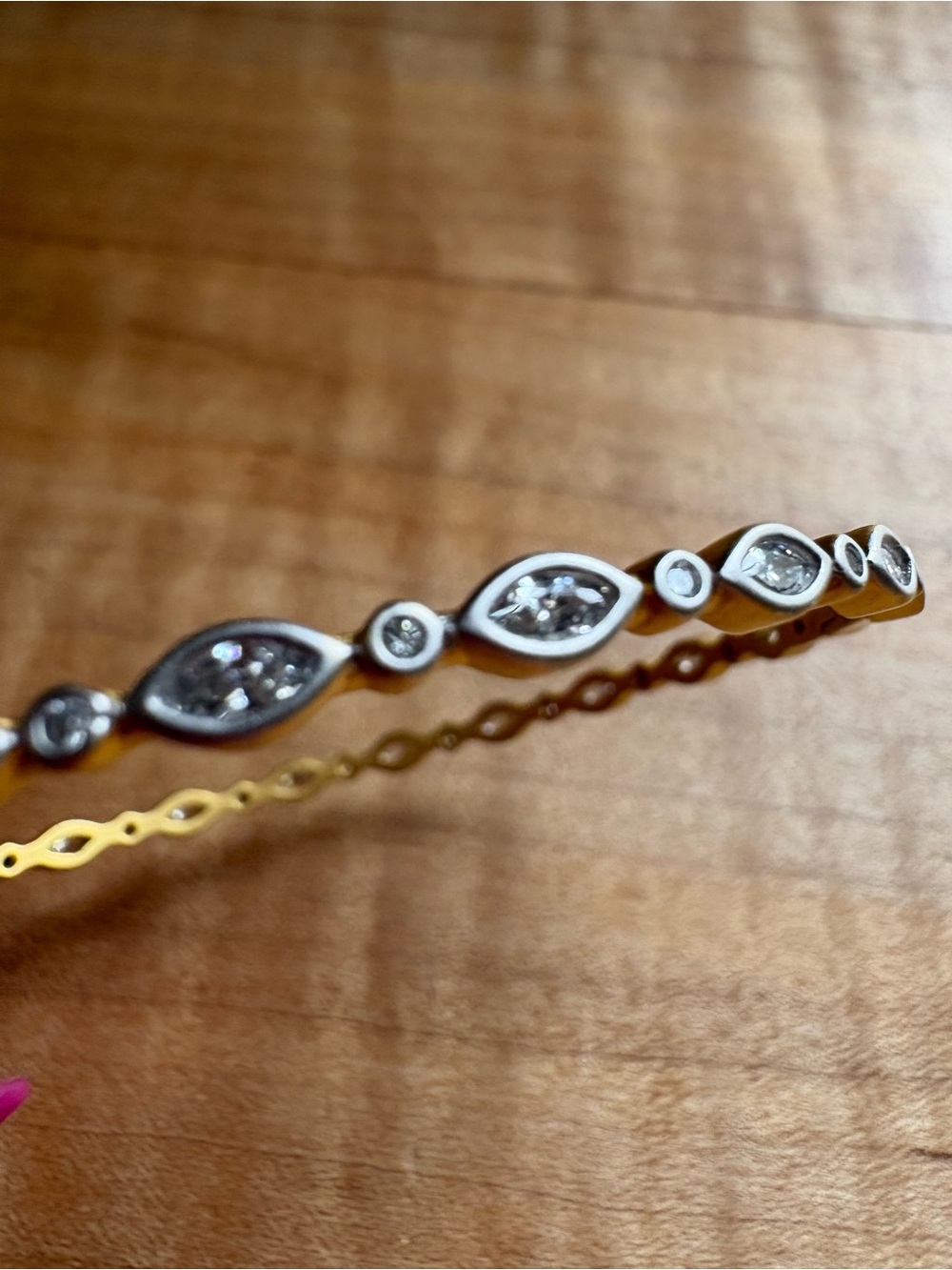 Freida Rothman Gold and White Oval Hinge CZ Bracelet - 925 Sterling Silver